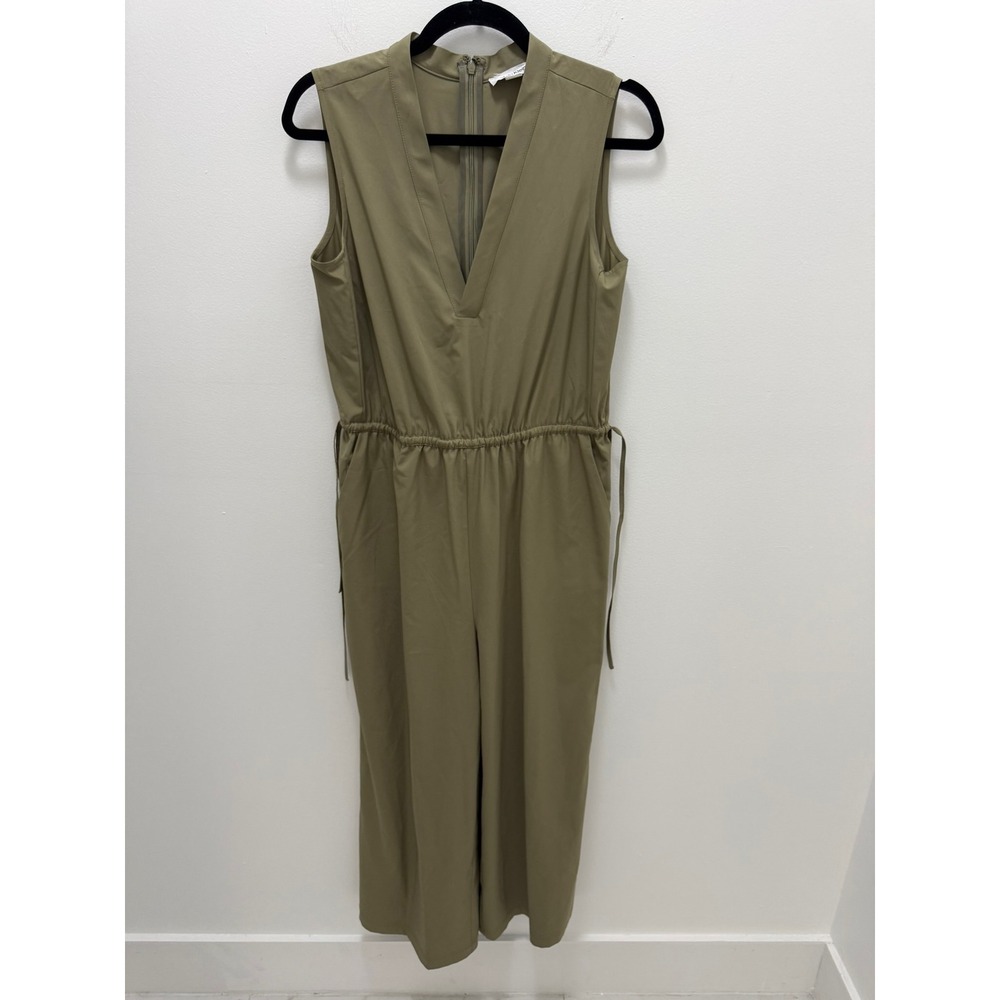 Calvin Klein Womens Olive Green V-Neck Sleeveless Drawstring Jumpsuit 4